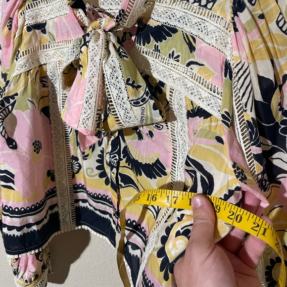 NWOT FARM Rio Pink and Yellow Patterned Blouse - Picture 6 of 7